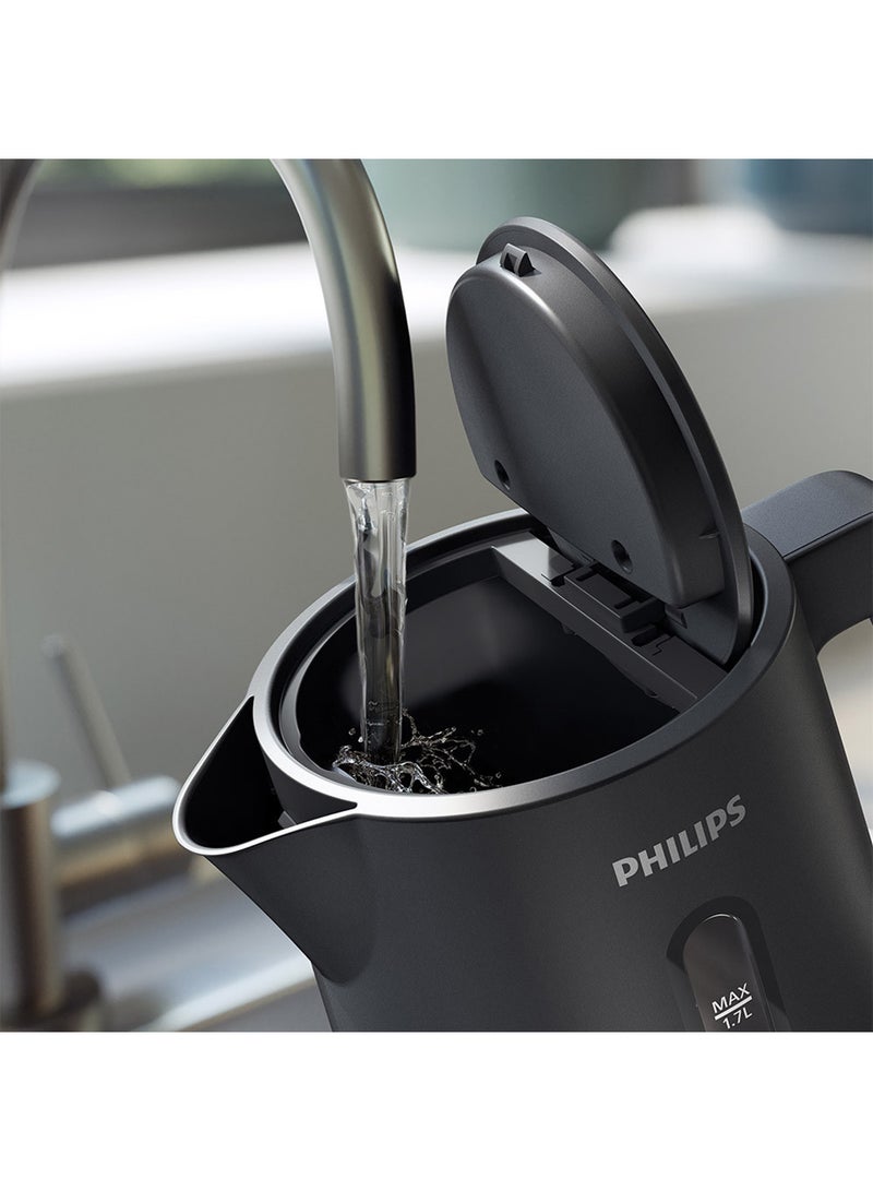 Philips 1000 Series Electric Kettle Concealed,Stainless Steel Heating Element.Boil-Dry Protection For Safety,Removable Filter For Scale-Free Water And Perfect Drinks,Cordless Kettle With 360° Pirouette Base,Spring Lid For Easy Refilling 1.7 L 2200 W HD9314/90 Charcoal Grey  - Image 4