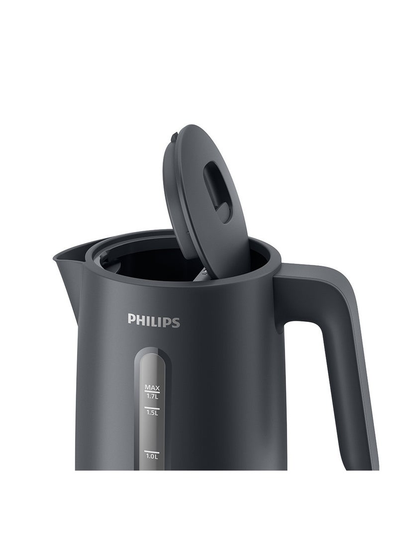 Philips 1000 Series Electric Kettle Concealed,Stainless Steel Heating Element.Boil-Dry Protection For Safety,Removable Filter For Scale-Free Water And Perfect Drinks,Cordless Kettle With 360° Pirouette Base,Spring Lid For Easy Refilling 1.7 L 2200 W HD9314/90 Charcoal Grey  - Image 3