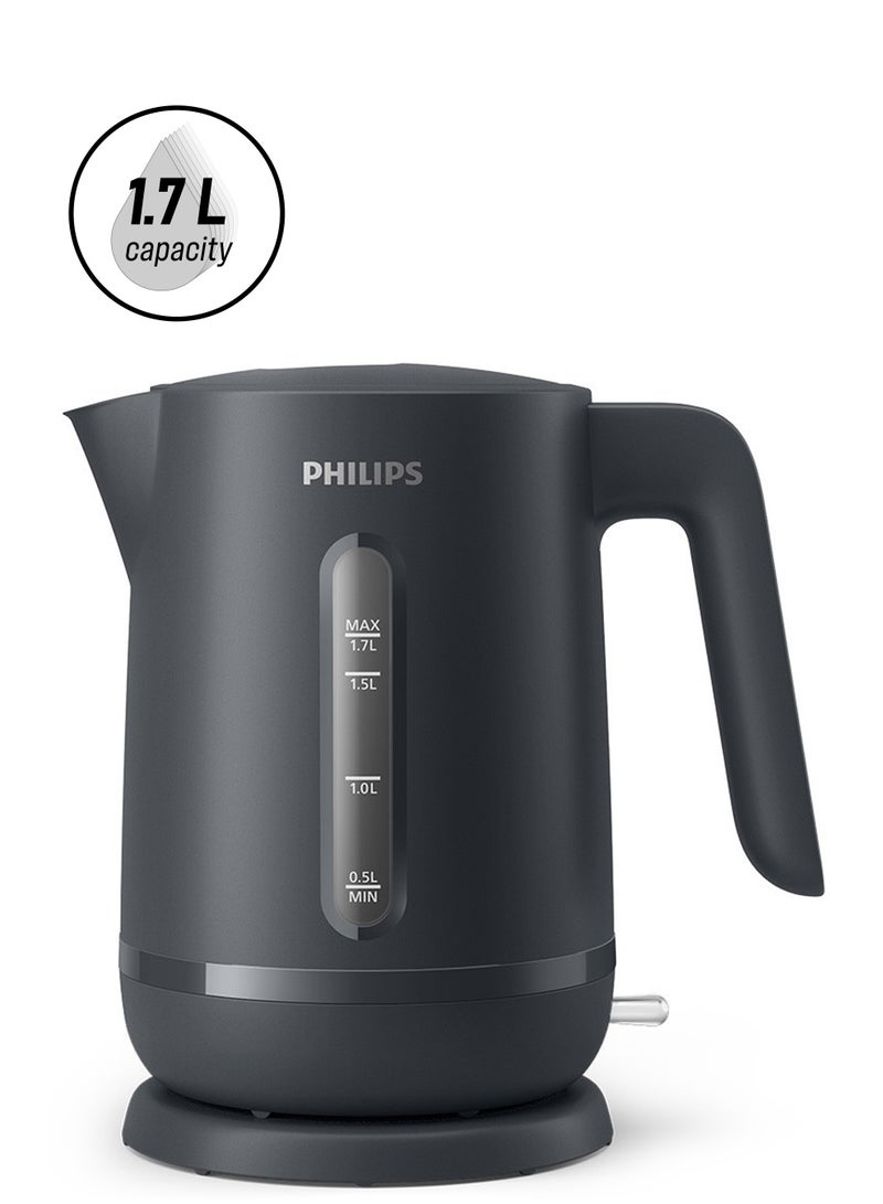 Philips 1000 Series Electric Kettle Concealed,Stainless Steel Heating Element.Boil-Dry Protection For Safety,Removable Filter For Scale-Free Water And Perfect Drinks,Cordless Kettle With 360° Pirouette Base,Spring Lid For Easy Refilling 1.7 L 2200 W HD9314/90 Charcoal Grey  - Image 1