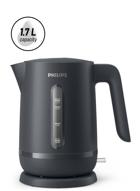 1000 Series Electric Kettle Concealed,Stainless Steel Heating Element.Boil-Dry Protection For Safety,Removable Filter For Scale-Free Water And Perfect Drinks,Cordless Kettle With 360° Pirouette Base,Spring Lid For Easy Refilling 1.7 L 2200 W HD9314/90 Charcoal Grey