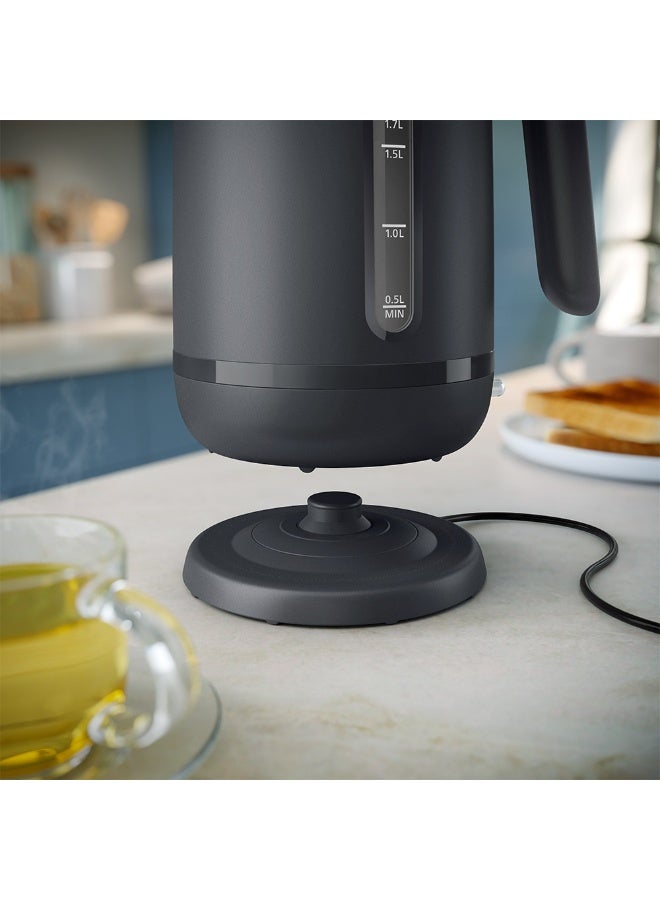 Philips 1000 Series Electric Kettle Concealed,Stainless Steel Heating Element.Boil-Dry Protection For Safety,Removable Filter For Scale-Free Water And Perfect Drinks,Cordless Kettle With 360° Pirouette Base,Spring Lid For Easy Refilling 1.7 L 2200 W HD9314/90 Charcoal Grey - Image 4