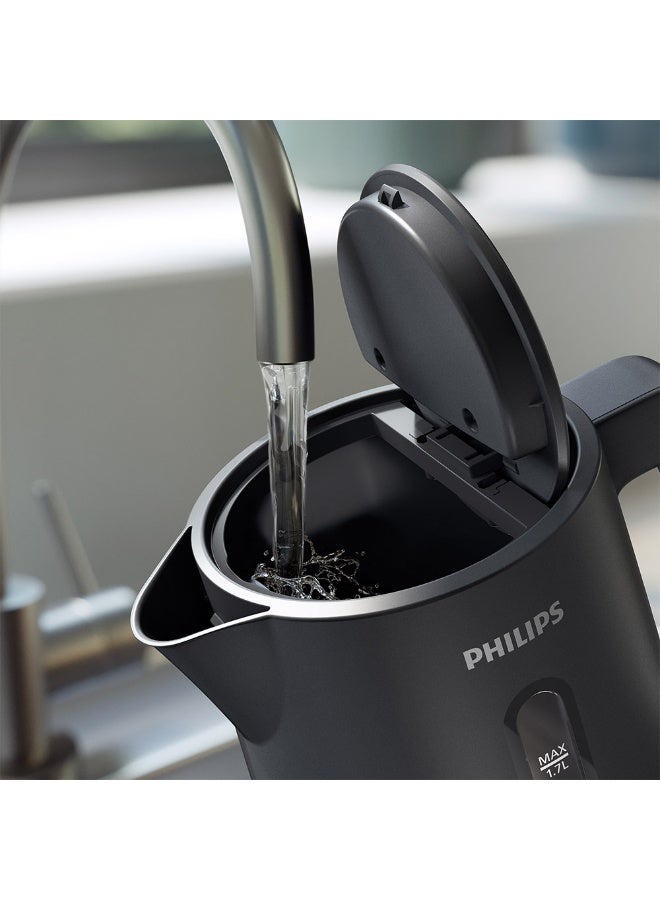 Philips 1000 Series Electric Kettle Concealed,Stainless Steel Heating Element.Boil-Dry Protection For Safety,Removable Filter For Scale-Free Water And Perfect Drinks,Cordless Kettle With 360° Pirouette Base,Spring Lid For Easy Refilling 1.7 L 2200 W HD9314/90 Charcoal Grey - Image 3