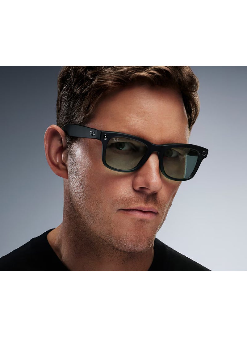 Meta - Ray-Ban - Wayfarer Smart Glasses With Meta Ai, Audio, Photo, Video Compatibility - Clear/Graphite Green Transitions Lenses - Matte Black - Image 1