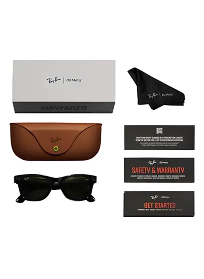 Meta - Ray-Ban - Wayfarer Smart Glasses With Meta Ai, Audio, Photo, Video Compatibility - Clear/Graphite Green Transitions Lenses - Matte Black - Image 1