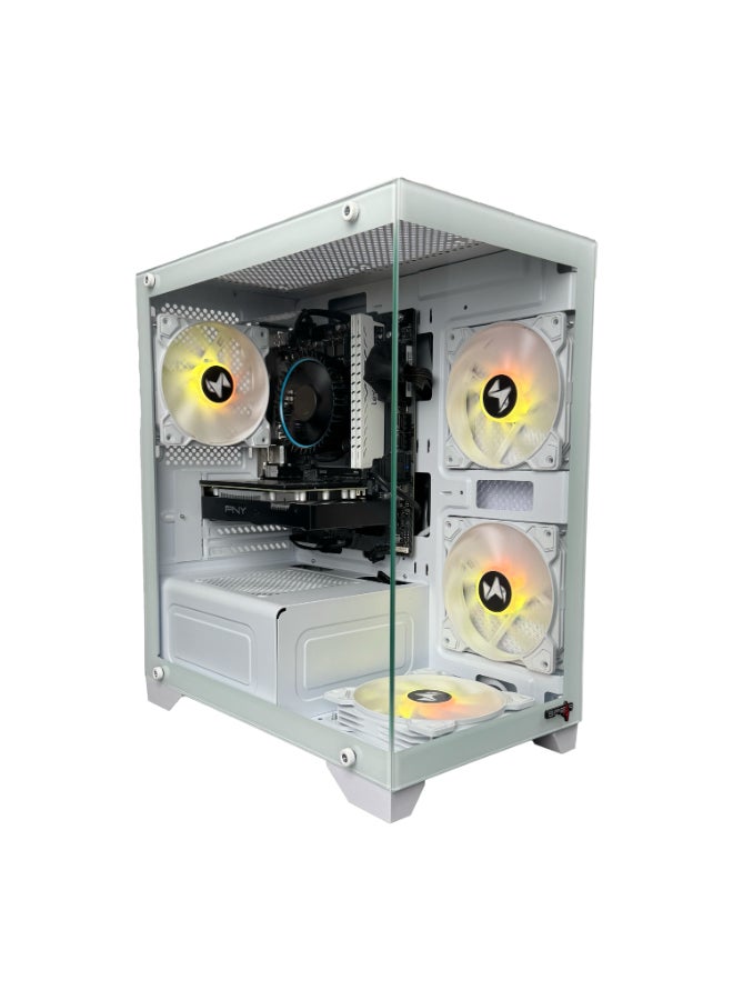 ام اي اكسايت كمبيوتر الألعاب MI Excite ECO مع معالج Core i5 12400F وبطاقة RTX 3050 وذاكرة DDR4 16GB وقرص SSD سعة 1000GB و PSU بقوة 600w باللون الأبيض - Image 1