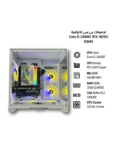 MI Excite Gaming PC PRO Core i5 14400F CPU RTX 4070 Super GPU DDR5 H610 WIF MB DDR5 16GB RAM 1000GB SSD M.2 120 AC CPU Cooler 700w PSU  White White RTX 4070 S
