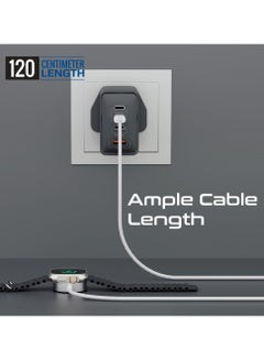 PROMATE 5W Ultra-Fast Apple Watch Charger with USB-C Connector and 1.2m Flexible Fabric Braided Cable for Maximum Portability, Tough Build for Long-Lasting Durability, and Easy Charging Anywhere, WatchLink-C White  - Image 4
