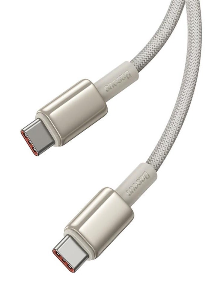 Baseus - Tungsten Gold Fast Charging Data Cable Type-C to Type-C 100W 2M Titanium Galaxy Gold - Image 1
