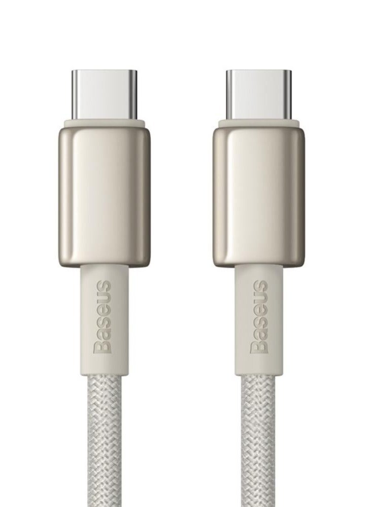 Baseus - Tungsten Gold Fast Charging Data Cable Type-C to Type-C 100W 2M Titanium Galaxy Gold - Image 1