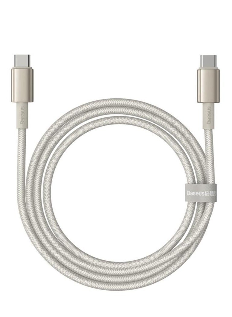 Baseus - Tungsten Gold Fast Charging Data Cable Type-C to Type-C 100W 2M Titanium Galaxy Gold - Image 1