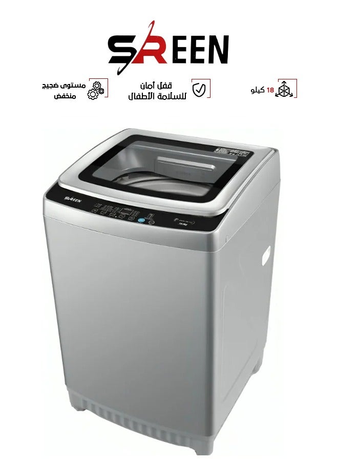 SREEN - Automatic Washing Machine - Top Opening 18 kg SRWM-18k-TAS silver - Image 1