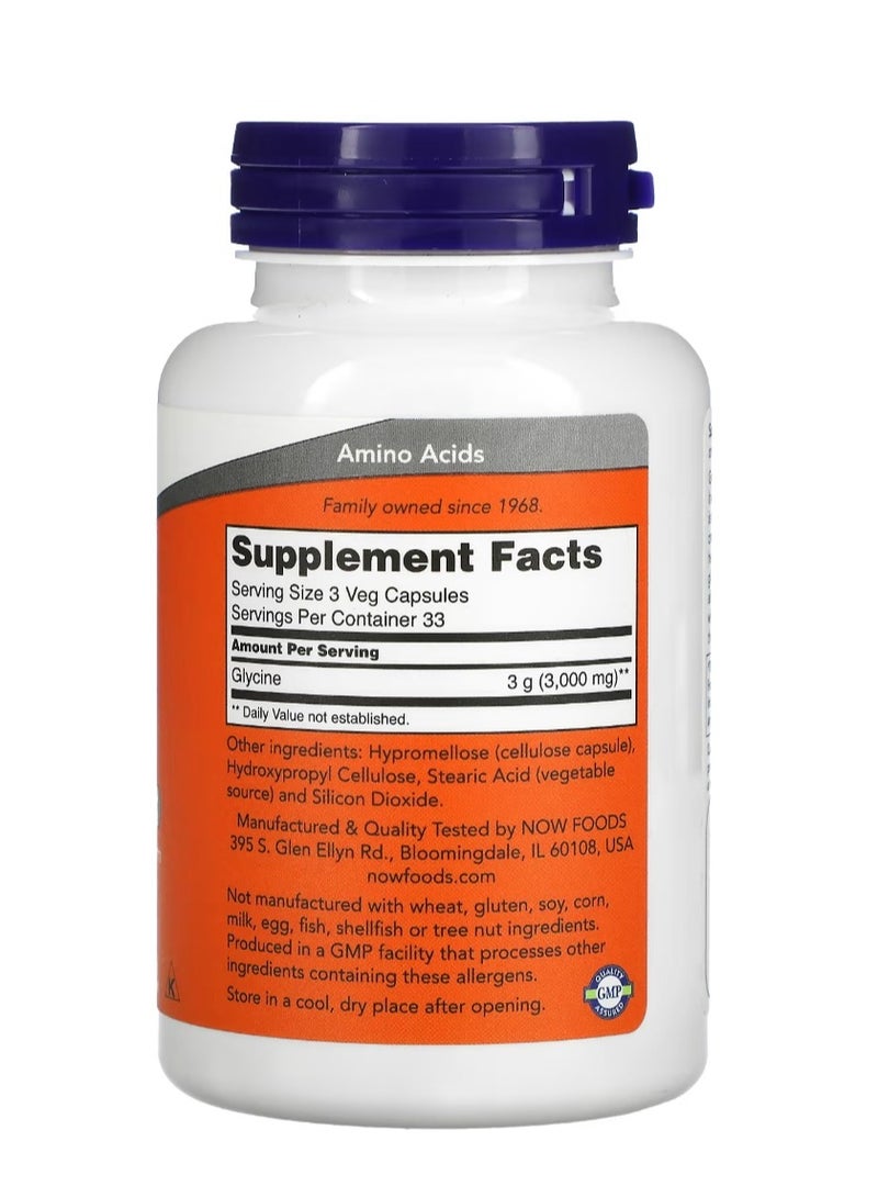 Now Foods Glycine 1000 mg 100 Veg Capsules  - Image 2