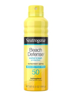 Neutrogena Beach Defense Body Spray Sunscreen with Broad Spectrum SPF 50, Shields Against UVA and UVB Rays, Water Resistant and Oil Free Sun Protection, Oxybenzone Free and Fast Drying, 6.5 OZounce  - Image 1