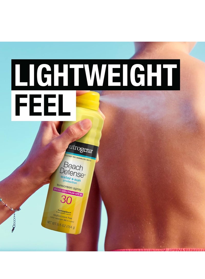 Neutrogena - Beach Defense Body Spray Sunscreen with Broad Spectrum SPF 30, Shields Against UVA and UVB Rays, Water Resistant and Oil Free Sun Protection, Oxybenzone Free and Fast Drying, 6.5 OZounce - Image 1