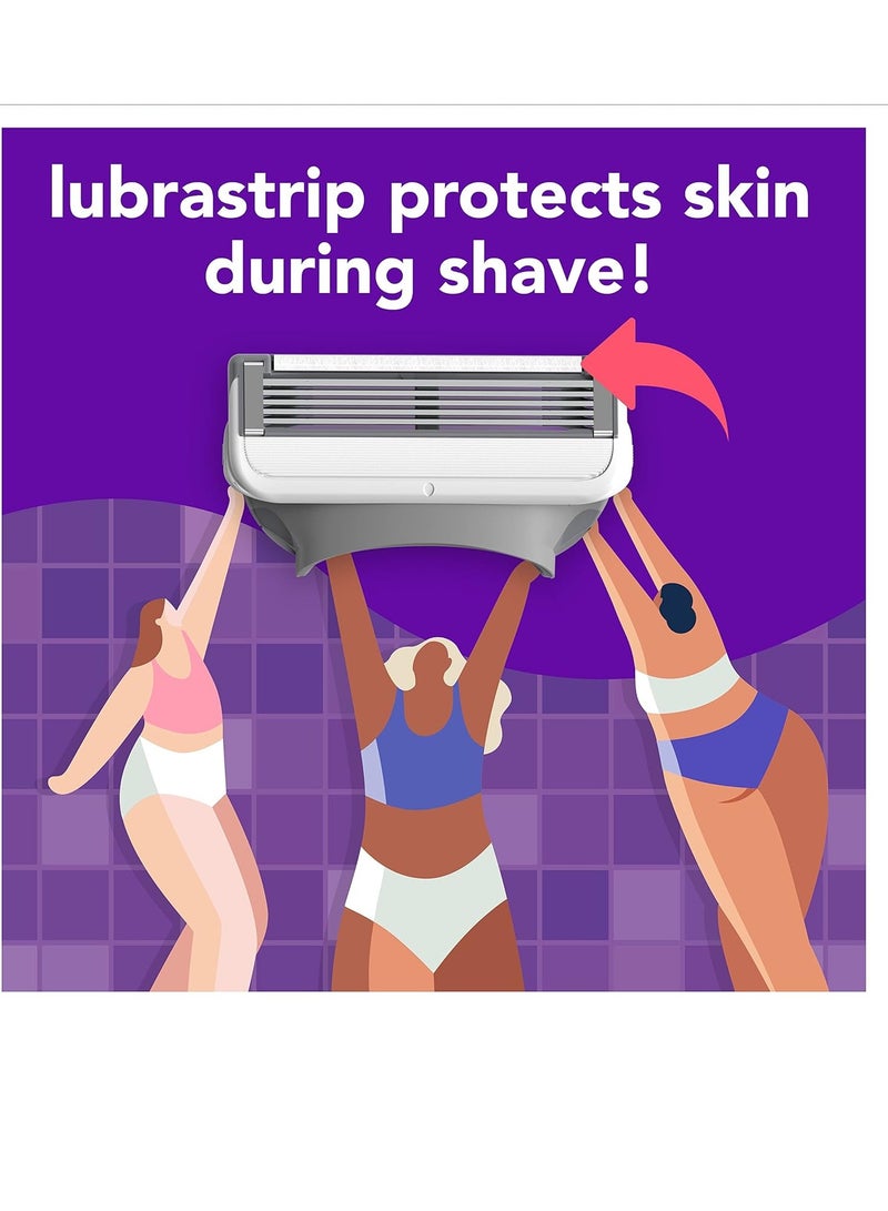 جوي شفرات حلاقة نسائية، 12 قطعة، بنفسجي، شريط تزييت للمساعدة في تجنب تهيج البشرة - Image 4
