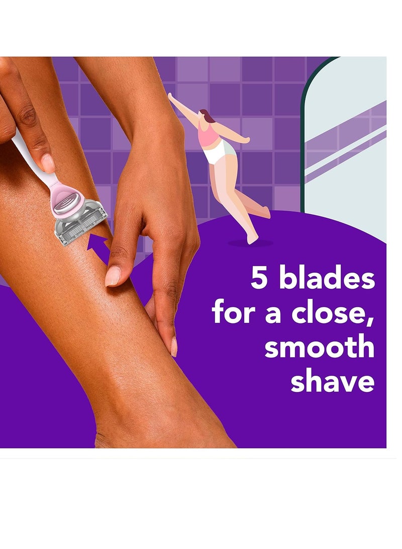 جوي شفرات حلاقة نسائية، 12 قطعة، بنفسجي، شريط تزييت للمساعدة في تجنب تهيج البشرة - Image 2