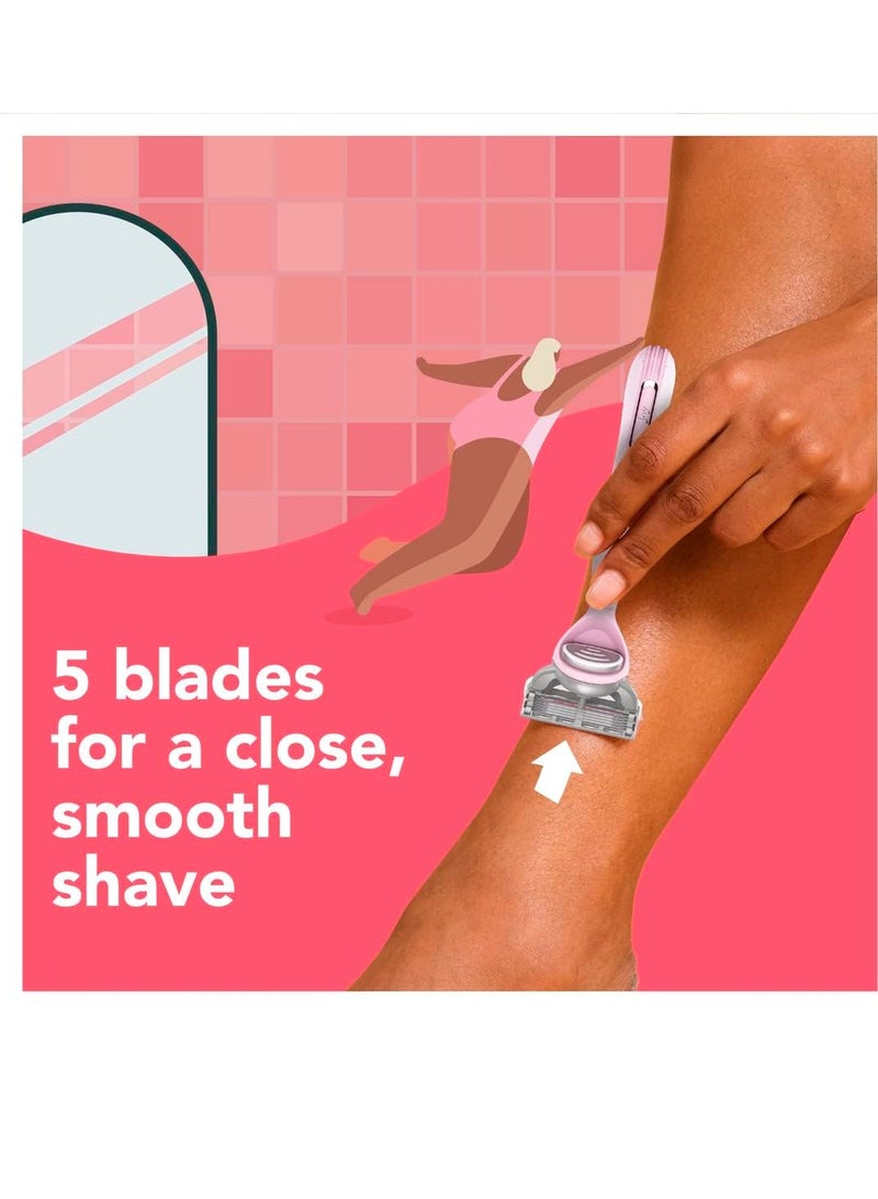 جوي Razors for Women, 1 Handle, 8 Razor Blade Refills, Pink, Lubrastrip to Help Avoid Skin Irritation - Image 3