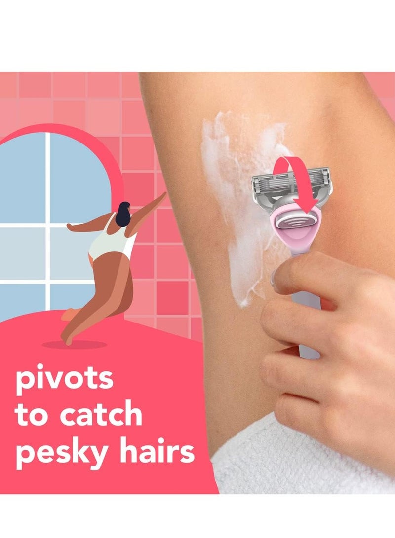 جوي Razors for Women, 1 Handle, 8 Razor Blade Refills, Pink, Lubrastrip to Help Avoid Skin Irritation - Image 5