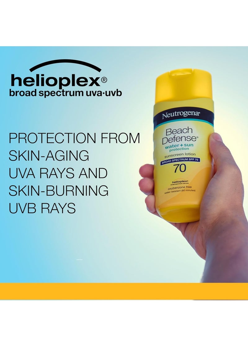 Neutrogena Beach Defense Face and Body Sunscreen Lotion with Broad Spectrum SPF 70, Offers UVA/UVB Protection, Water Resistant and Oil Free Sun Protection, Oxybenzone Free and Fast Drying, 6.5 OZ 198 mlml - Image 3
