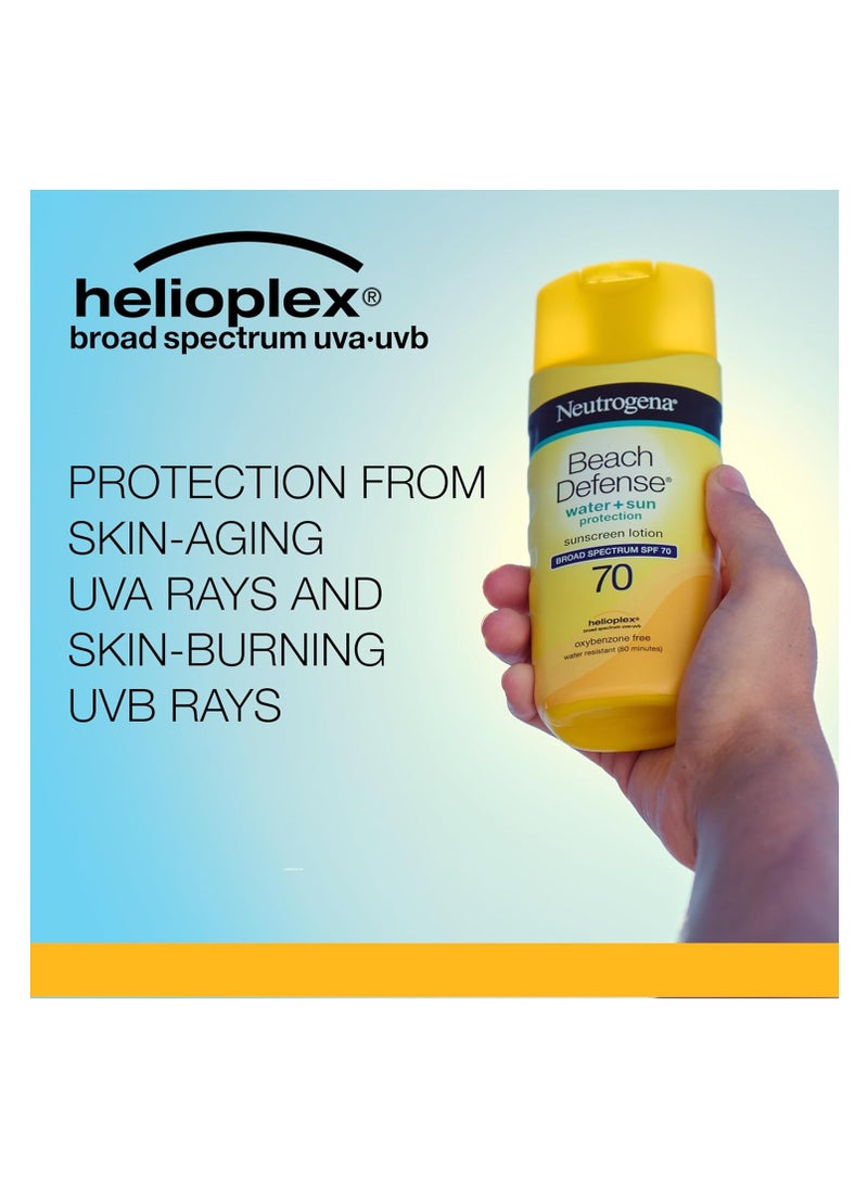 Neutrogena Beach Defense Face and Body Sunscreen Lotion with Broad Spectrum SPF 70, Offers UVA/UVB Protection, Water Resistant and Oil Free Sun Protection, Oxybenzone Free and Fast Drying, 6.5 OZ 198 mlml - Image 4