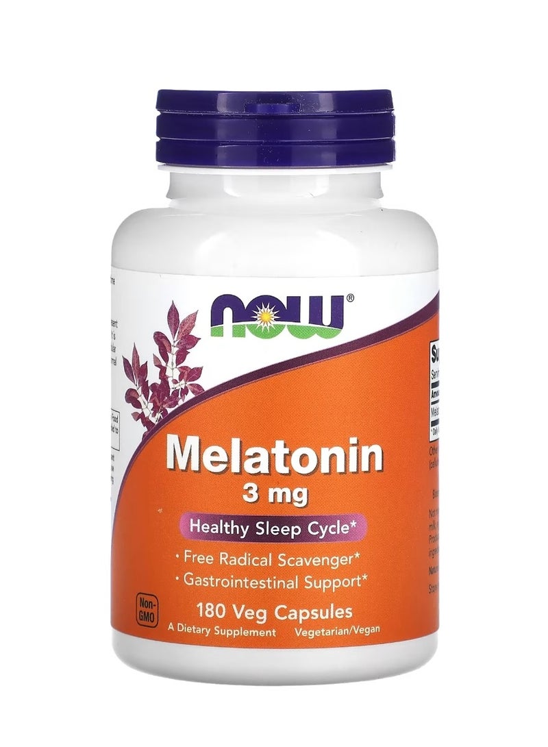 Now Foods Melatonin 3 mg 180 Veg Capsules - Image 1