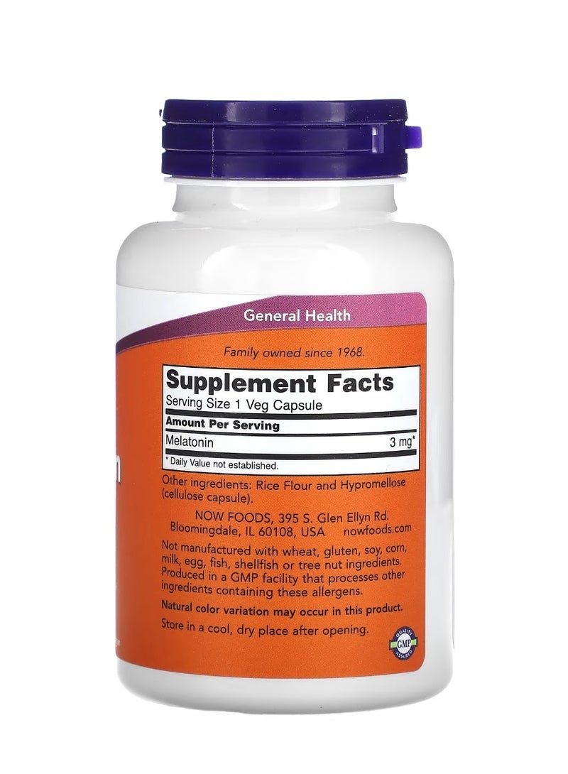 Now Foods Melatonin 3 mg 180 Veg Capsules - Image 2