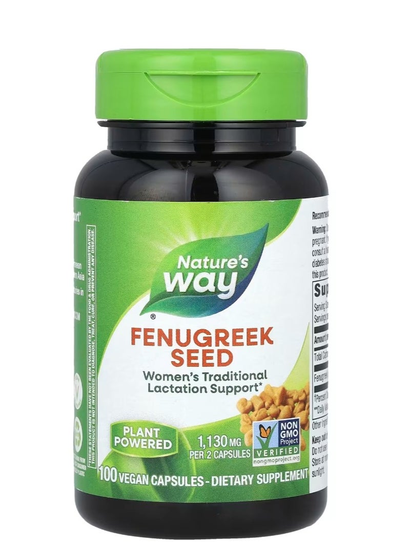 Nature's Way Fenugreek Seed 1130 mg 100 Vegan Capsules (565 mg Per Capsule) - Image 1