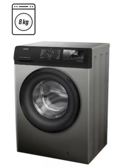 8kg Front Load Washing Machine With Inverter Motor And Steam, 1200 RPM, 15 Programs, 5-Star Energy Saving 8 kg KWFQP8012T Titanium Grey