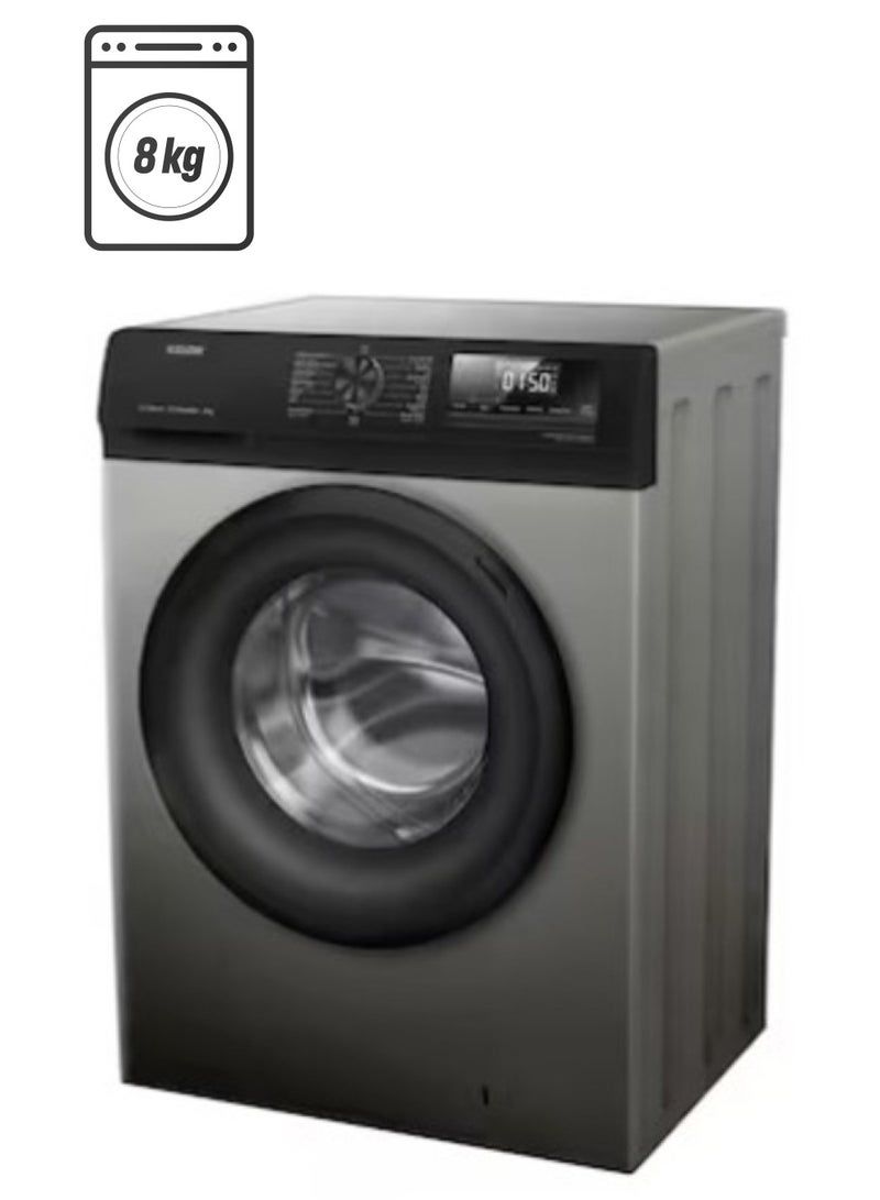 KELON - 8kg Front Load Washing Machine With Inverter Motor And Steam, 1200 RPM, 15 Programs, 5-Star Energy Saving 8 kg KWFQP8012T Titanium Grey - Image 1