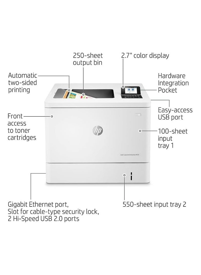 HP - Color LaserJet Enterprise M554dn Printer | High-Speed Printing | Professional-Quality Output | Advanced Security | Eco-Friendly Design White - Image 1