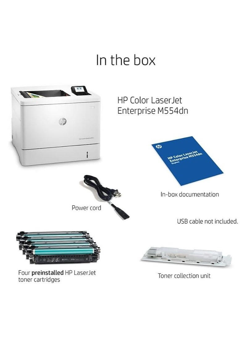 HP - Color LaserJet Enterprise M554dn Printer | High-Speed Printing | Professional-Quality Output | Advanced Security | Eco-Friendly Design White - Image 1