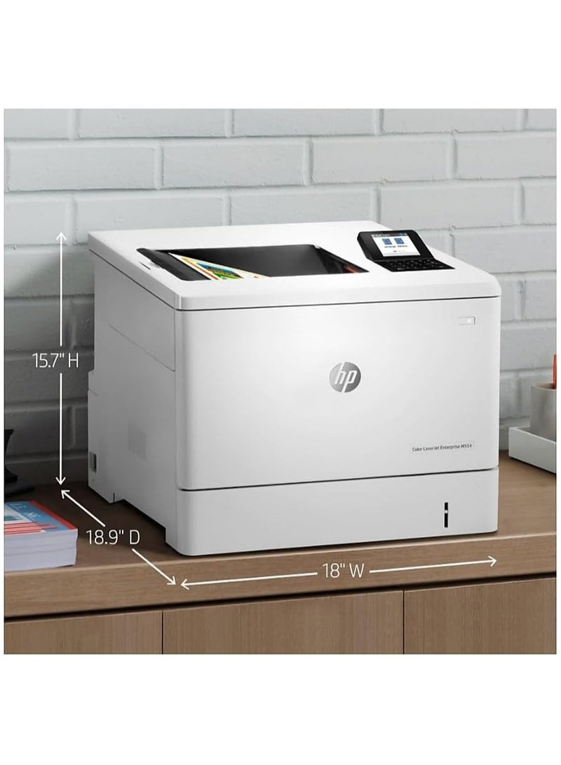 HP - Color LaserJet Enterprise M554dn Printer | High-Speed Printing | Professional-Quality Output | Advanced Security | Eco-Friendly Design White - Image 1