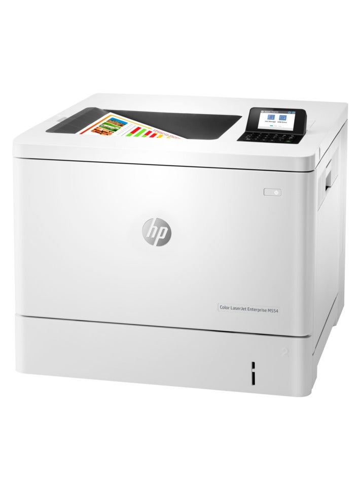 HP - Color LaserJet Enterprise M554dn Printer | High-Speed Printing | Professional-Quality Output | Advanced Security | Eco-Friendly Design White - Image 1