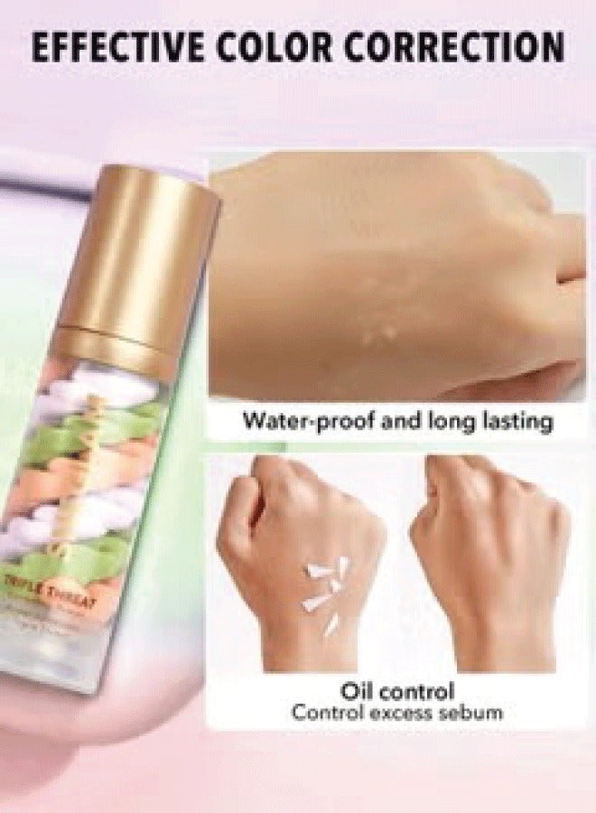 SHEGLAM - Triple Threat Correcting Primer 3 In 1 Color Pore Minimizing Facial Makeup Multicolour - Image 1