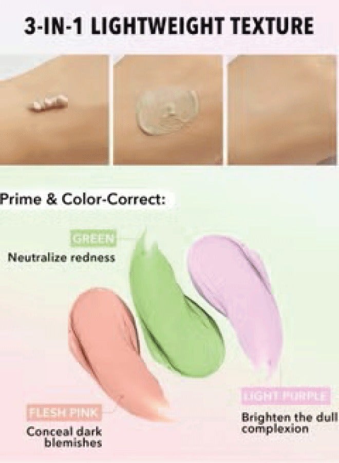 SHEGLAM - Triple Threat Correcting Primer 3 In 1 Color Pore Minimizing Facial Makeup Multicolour - Image 1