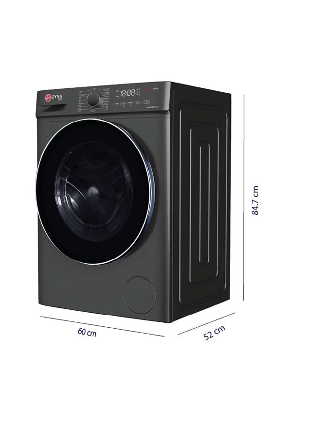 هوفر غسالة ملابس أمامية قائمة بذاتها سعة 8 كجم، موتور عاكس، 1200 دورة في الدقيقة، 15 برنامج، لوحة تحكم دوارة ولمسية، ضمان سنة واحدة وضمان 10 سنوات على موتور العاكس رمادي - HWM-M812-G - Image 2