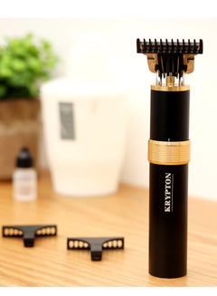 KRYPTON 3-In-1 Rechargeable Grooming Kit, KNTR5426 T-Blade, Nose Trimmer And Carver Blade 1200mAh Lithium Battery, Aluminum Housing, 6300RPM, Charging Light Indicator, USB Black  - Image 5