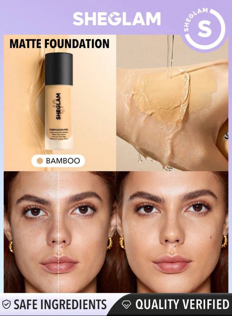 SHEGLAM Complexion Pro Long Lasting Breathable Matte Foundation- Bamboo