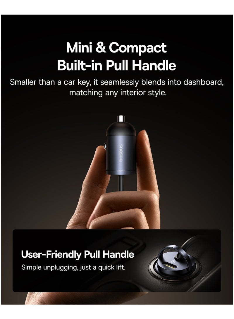 30W Car Charger, USB-C Fast Car Charger with 30W Type-C Port + Built-in 1.4m Type-C Coiled Cable, Compatible with iPhone 16/15 Series, Samsung Galaxy S24/S23/S22, Pixel, Moto, LG, Android, Compact Zinc Alloy Design, PD3.0 Universal Compatibility, Dual Device Charging for iPhone, iPad, and More 30W - Cosmic Black - pnsku/N70138130V/45/_/1735375609/52d2c905-6ae0-4c13-9188-6ff2a0292524