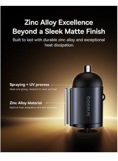 بيسوس 30W Car Charger, USB-C Fast Car Charger with 30W Type-C Port + Built-in 1.4m Type-C Coiled Cable, Compatible with iPhone 16/15 Series, Samsung Galaxy S24/S23/S22, Pixel, Moto, LG, Android, Compact Zinc Alloy Design, PD3.0 Universal Compatibility, Dual Device Charging for iPhone, iPad, and More 30W - Cosmic Black  - Image 5
