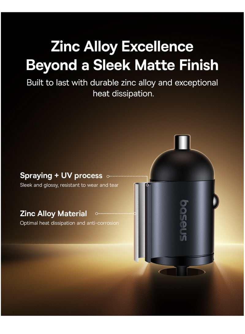 Baseus 30W Car Charger, USB-C Fast Car Charger with 30W Type-C Port + Built-in 1.4m Type-C Coiled Cable, Compatible with iPhone 16/15 Series, Samsung Galaxy S24/S23/S22, Pixel, Moto, LG, Android, Compact Zinc Alloy Design, PD3.0 Universal Compatibility, Dual Device Charging for iPhone, iPad, and More 30W - Cosmic Black  - Image 5