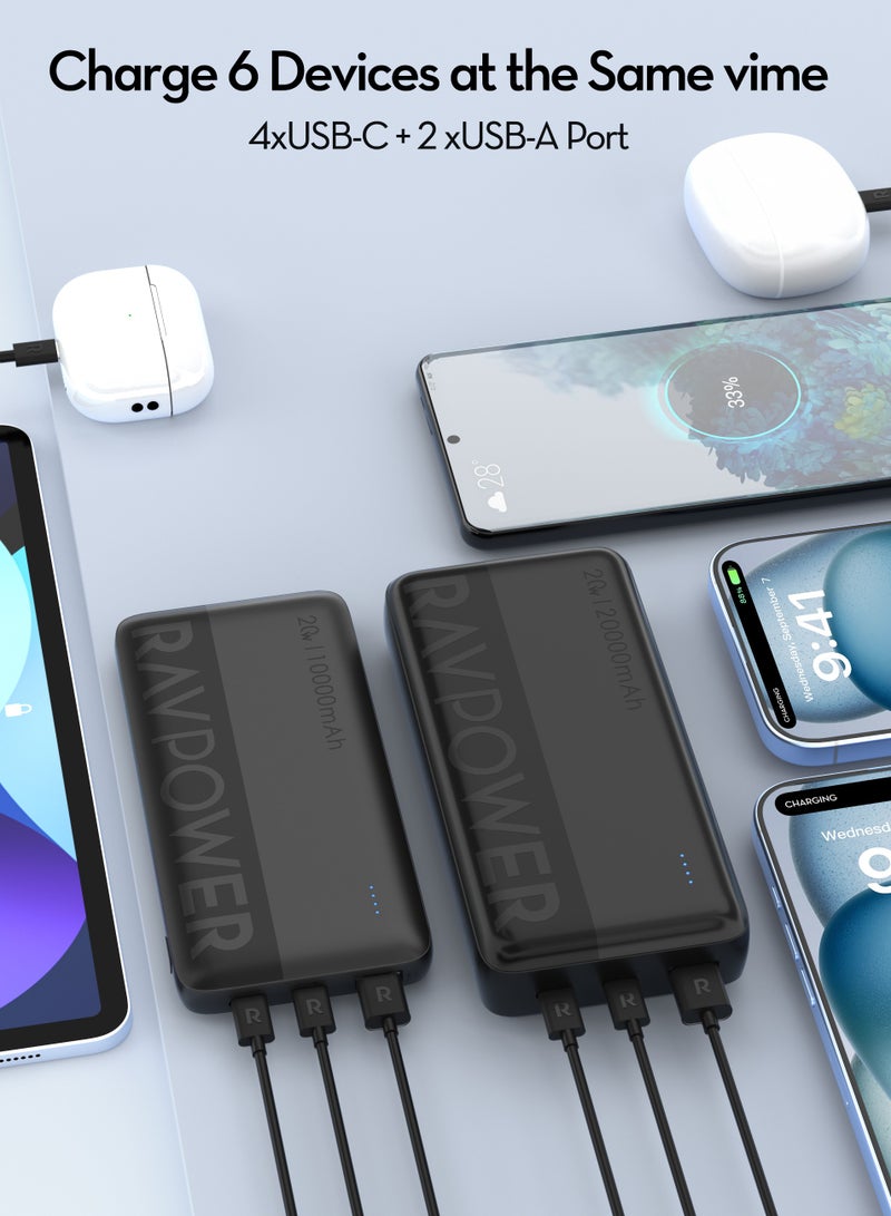 RAVPOWER 20000 mAh RAVPower 20W 10000 + 20000mAh Dual USB Type-C Power Bank with LED Display Black  - Image 3
