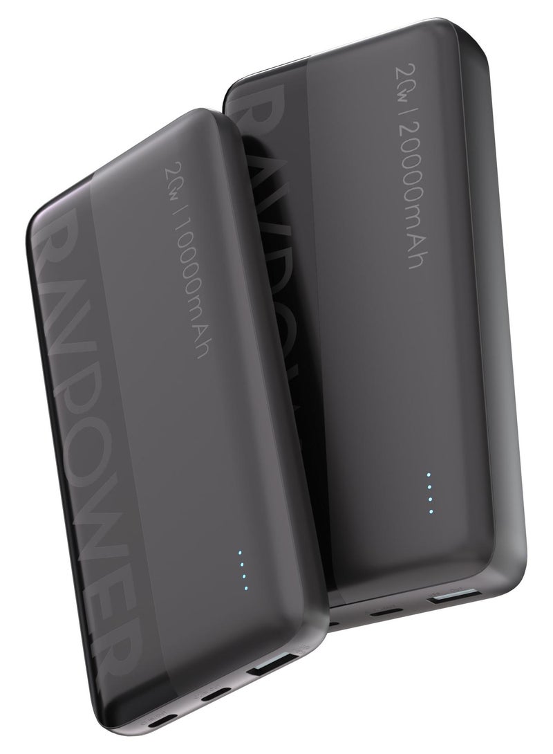 RAVPower 20W 10000 + 20000mAh Dual USB Type-C Power Bank with LED Display Black - Image 1