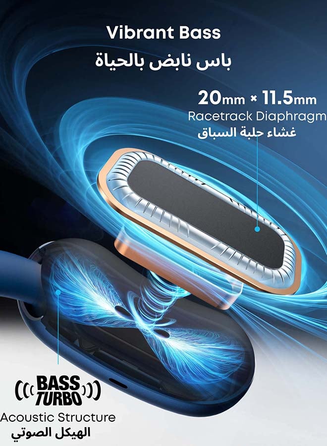 AeroFit 2 by Anker, Open-Ear Headphones, Adjustable Ear Hooks, Snug Fit, Rich Bass, Hi-Res Wireless Audio, 42H Play, Bluetooth 5.4, Wireless Charging, IP55, AI Clear Calls, Open-Ear Earbuds Black