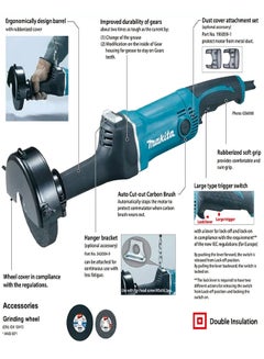 Makita Makita GS6000 Electric Straight Grinder 6 inch, Large Trigger Switch, 750W, 5.2kg Green  - Image 5