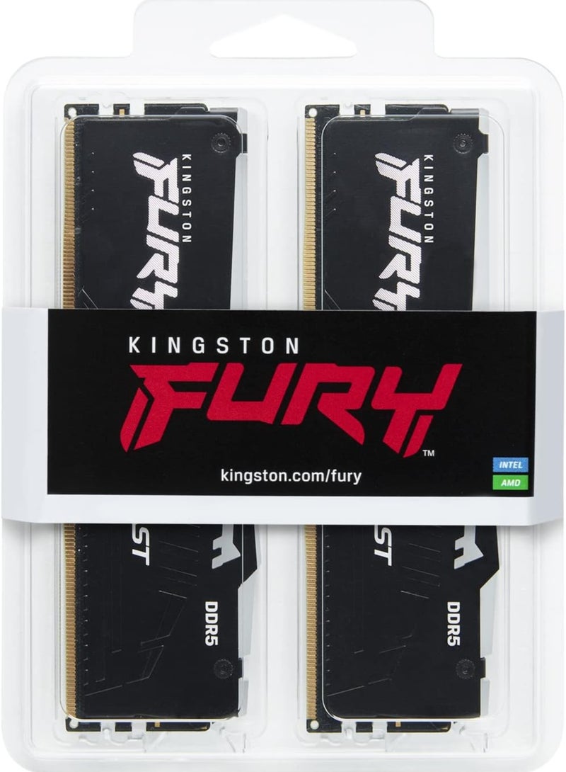 Kingston - Fury Beast Black RGB (2x8GB) 5200MT/s DDR5 CL40 DIMM Desktop Gaming Memory Kit of 2 - KF552C40BBAK2-16 16 GB - Image 1