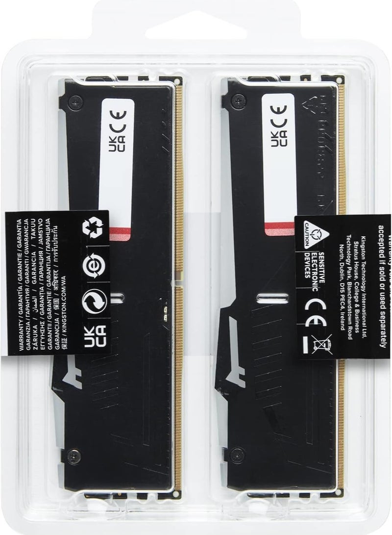 Kingston - Fury Beast Black RGB (2x8GB) 5200MT/s DDR5 CL40 DIMM Desktop Gaming Memory Kit of 2 - KF552C40BBAK2-16 16 GB - Image 1
