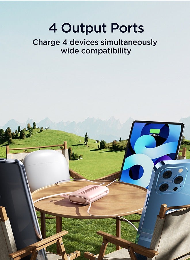 JOYROOM JR-L012 Plus 22.5W Ultra Fast Charging Mini Power Bank With Dual Cables - Pink - Image 4