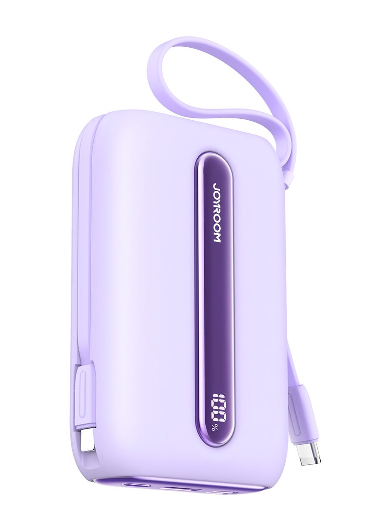 جوي روم 20000 mAh JR-L012 Plus 22.5W Ultra Fast Charging mini Power Bank With Dual Cables Purple  - Image 1