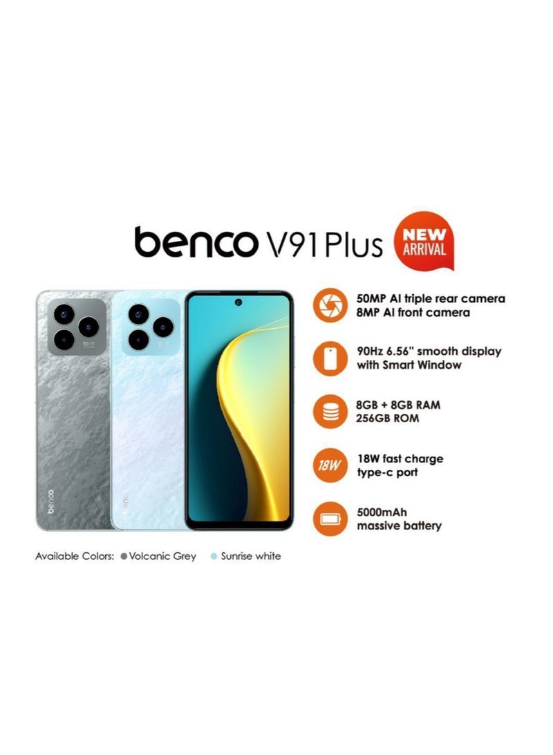 Benco V91s Plus Dual SIM Volcanic Grey 6GB RAM 128GB 4G LTE No Camera and No GPS - Middle East Version - Image 1